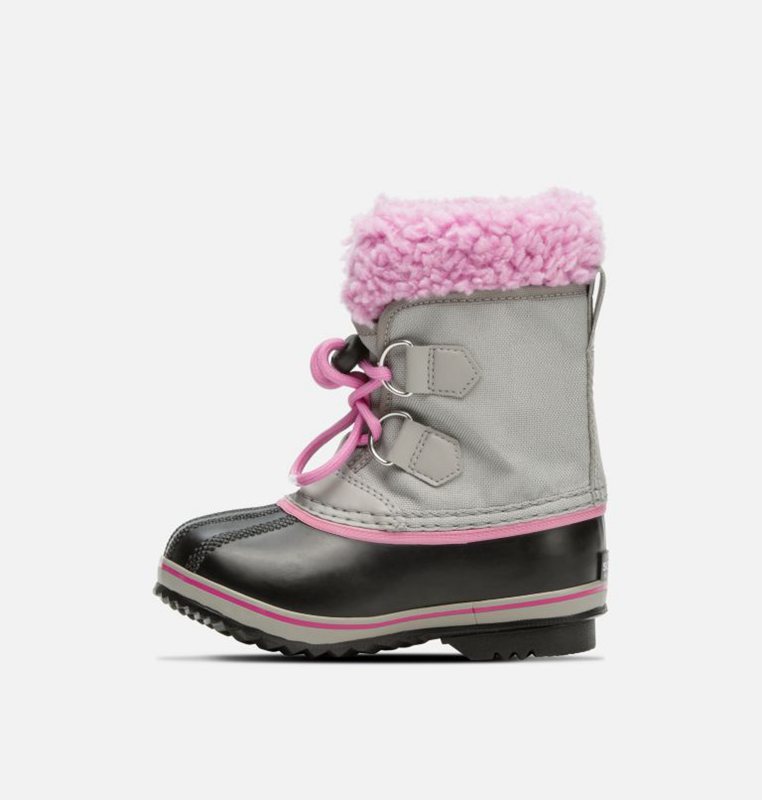 Kids Snow Boots Grey/Black/Pink - Sorel Childrens Yoot Pac™ Nylon - 561730-OGQ